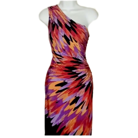 Emma & Michelle Colorful One-Shoulder Dress - Picture 2 of 5